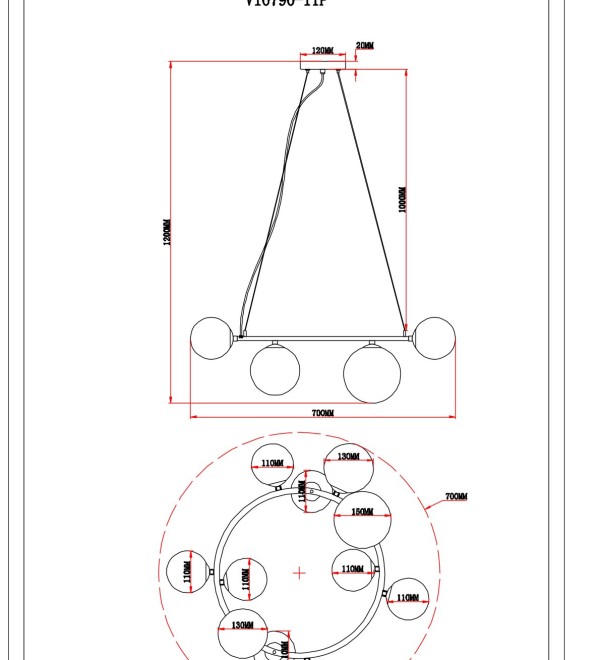 Светильник подвесной Moderli V10790-11P Renny