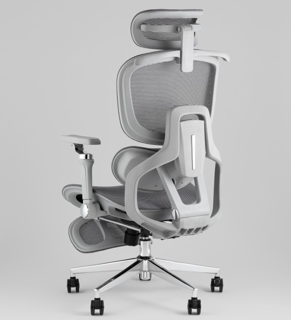 Кресло офисное TopChairs Prodigy с оттоманкой серый