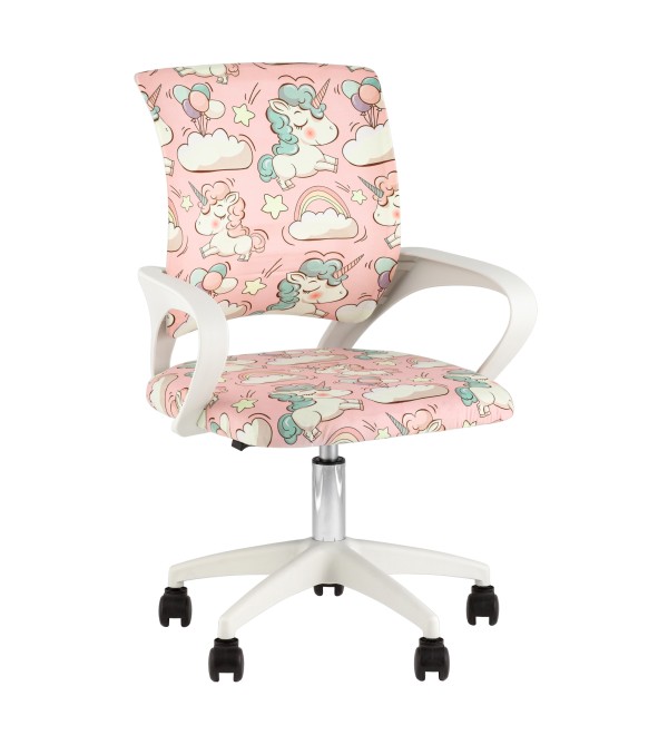 Кресло офисное TopChairs Simple SN Junior принт Unicorns пластик белый