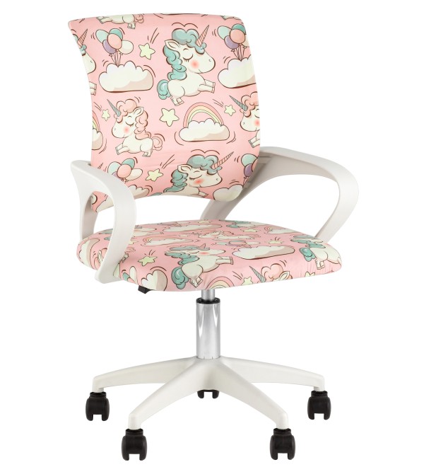 Кресло офисное TopChairs Simple SN Junior принт Unicorns пластик белый