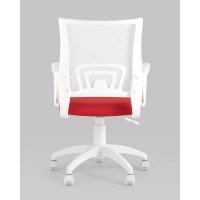 Кресло офисное Topchairs ST-BASIC-W спинка белая сетка сиденье красная ткань крестовина белый пластик