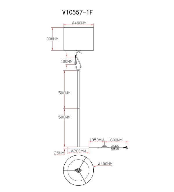 Торшер Moderli V10557-1F Caramel