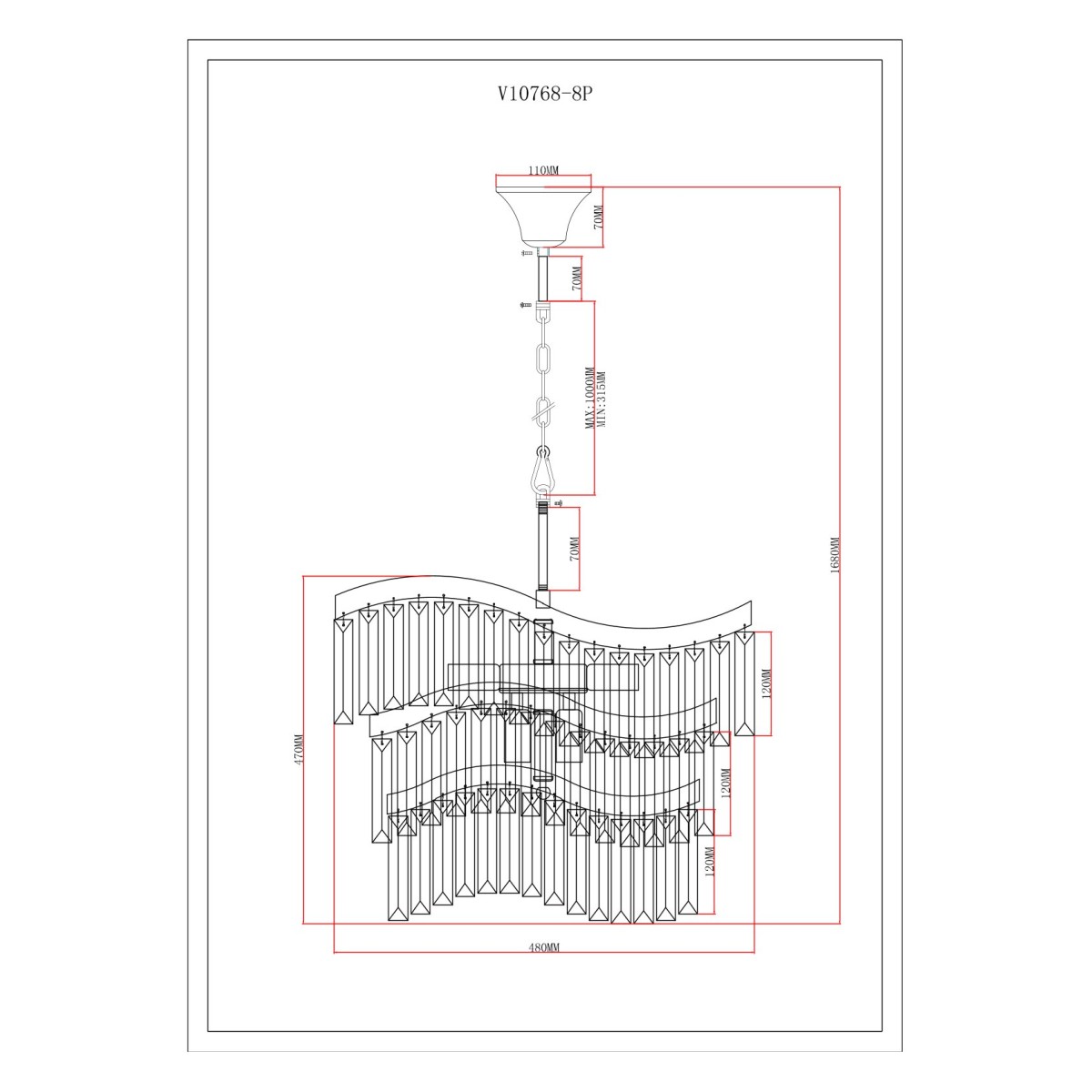 Люстра подвесная Moderli V10768-8P Wave