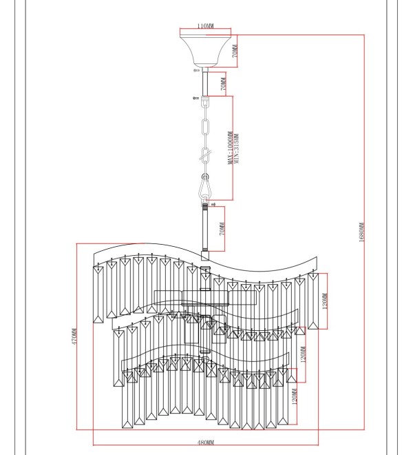 Люстра подвесная Moderli V10768-8P Wave