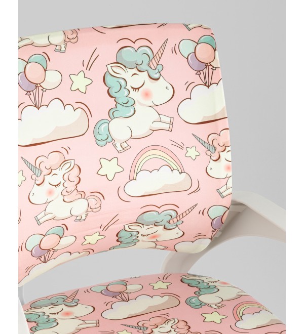 Кресло офисное TopChairs Simple SN Junior принт Unicorns пластик белый