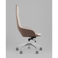 Кресло руководителя TopChairs Soulo светло-серый, коричневый