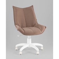 Кресло офисное Осло велюр мокка, пластик белый