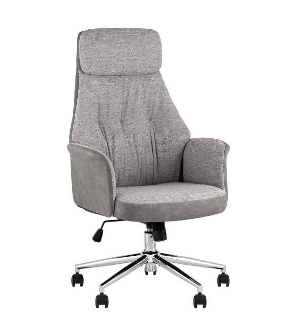 Кресло офисное TopChairs Neoma светло-серый экокожа ткань