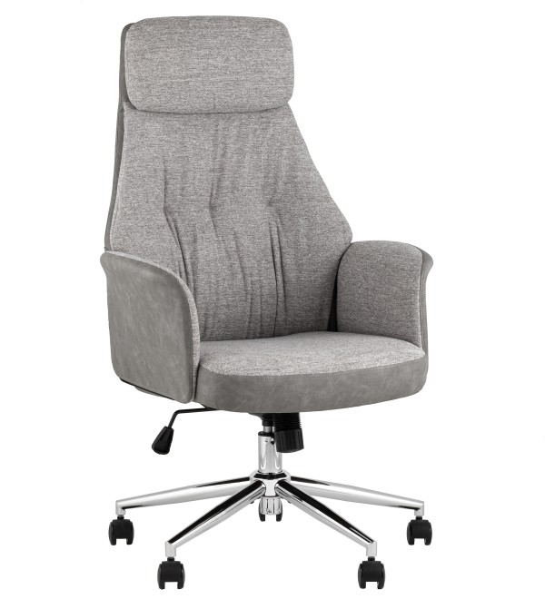 Кресло офисное TopChairs Neoma светло-серый экокожа ткань