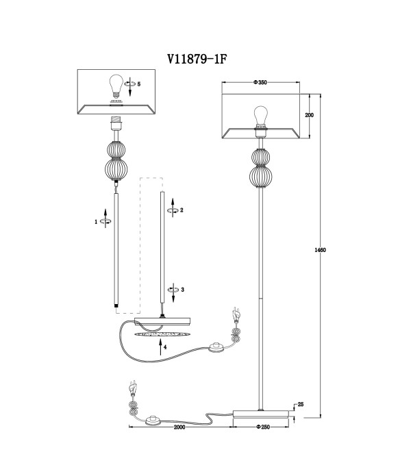 Торшер Moderli V11879-1F Brumi
