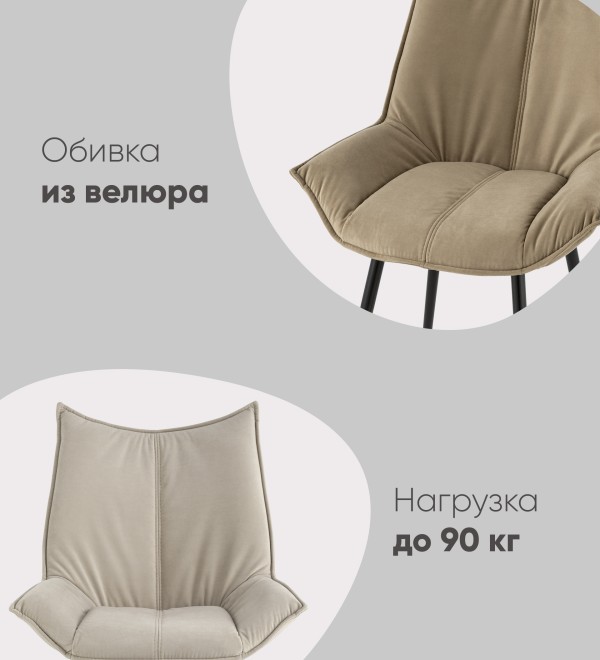 Стул Осло NEW велюр серый