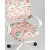 Кресло офисное TopChairs Simple SN Junior принт Unicorns пластик белый