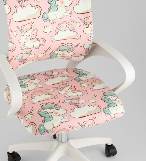 Кресло офисное TopChairs Simple SN Junior принт Unicorns пластик белый