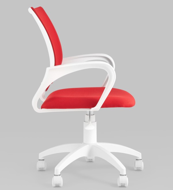 Кресло офисное TopChairs ST-BASIC-W красная ткань крестовина белый пластик