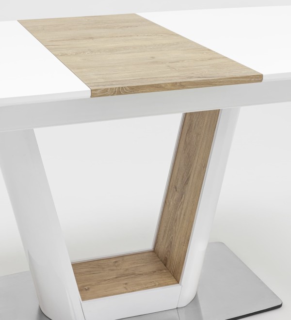 Стол обеденный Атланта раскладной 160-200*90 глянцевый белый
