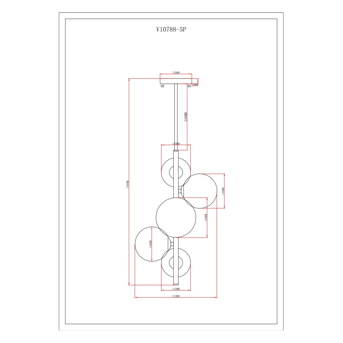 Светильник подвесной Moderli V10788-5P Renny