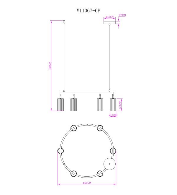 Люстра подвесная Moderli V11602-6P Cora