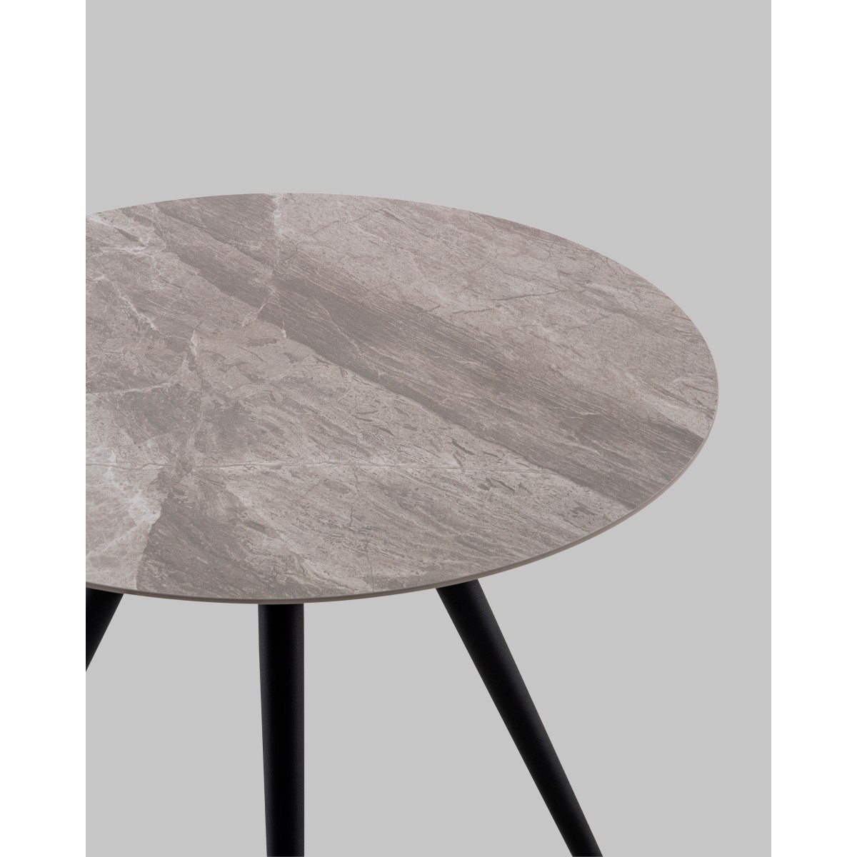 Стол Ники круглый столешница керамика Italian light grey 800