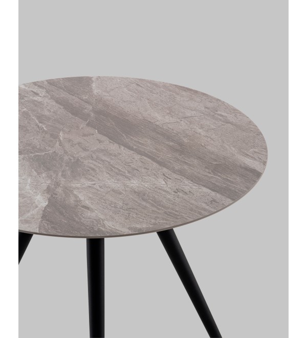 Стол Ники круглый столешница керамика Italian light grey 800