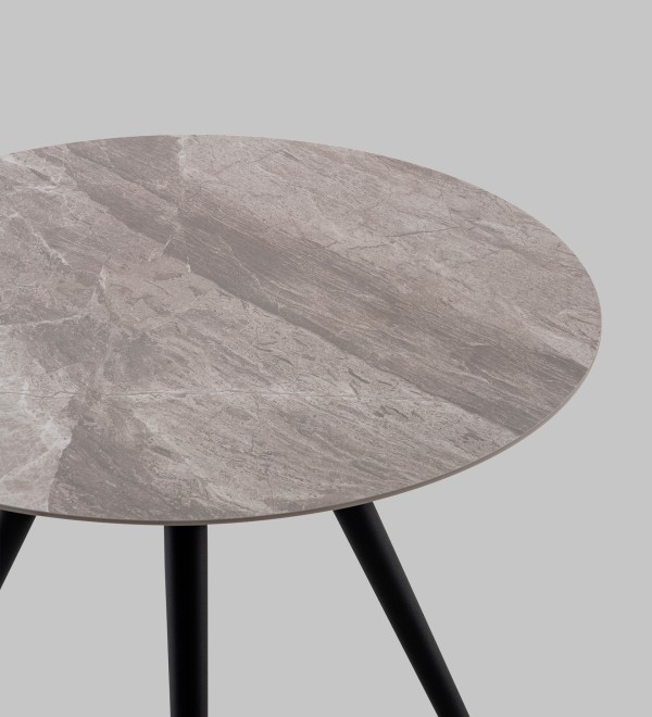 Стол Ники круглый столешница керамика Italian light grey 800