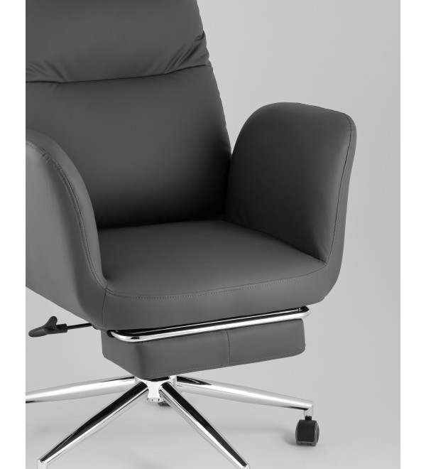 Кресло руководителя TopChairs Solid NC с оттоманкой серый