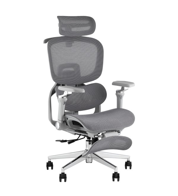 Кресло офисное TopChairs Prodigy с оттоманкой серый