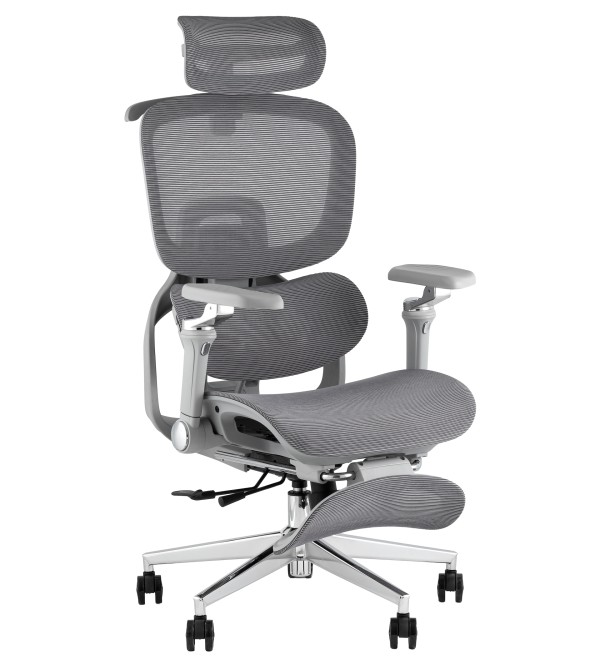 Кресло офисное TopChairs Prodigy с оттоманкой серый