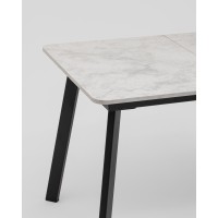 Стол Batu new 120-160/80/76 столешница ЛМДФ ароза светлая подстолье металл черный