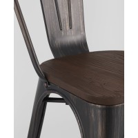 Стул TOLIX WOOD черный патина золото