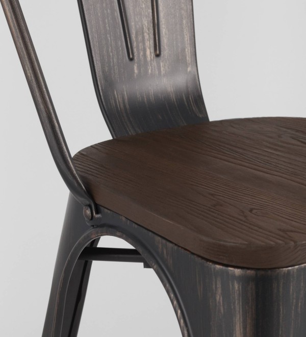 Стул TOLIX WOOD черный патина золото
