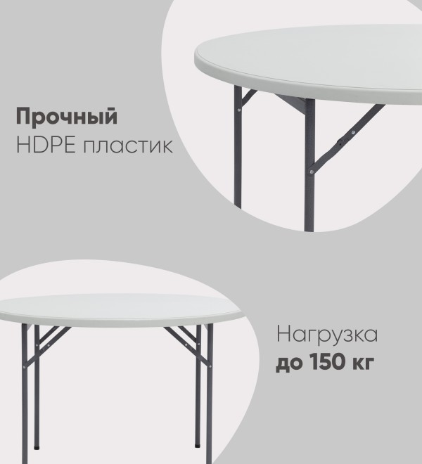 Стол круглый складной пластиковый Кейт 116