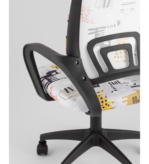 Кресло офисное TopChairs Simple SN Junior принт Blue Cats пластик черный