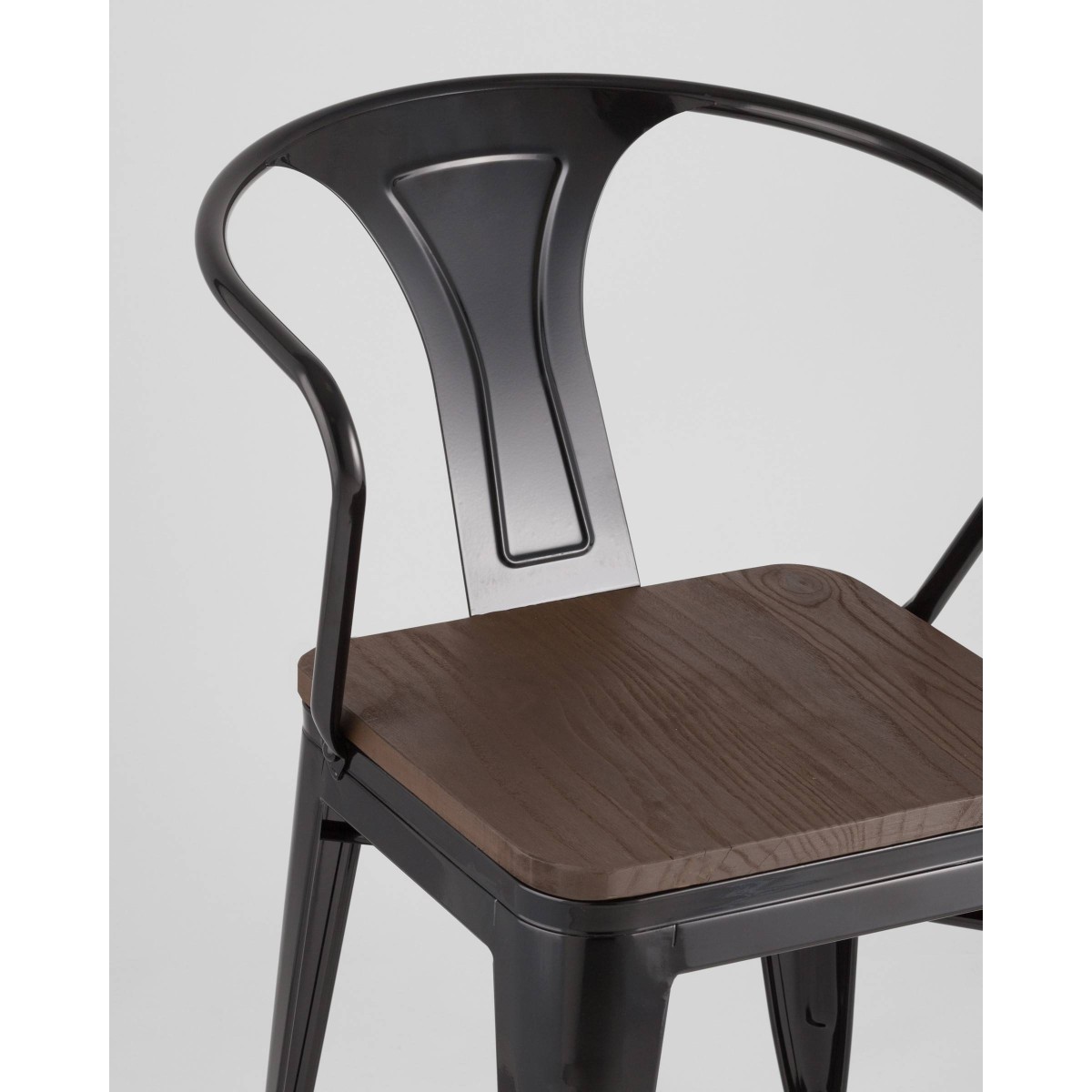 Стул TOLIX ARM WOOD с подлокотниками черный
