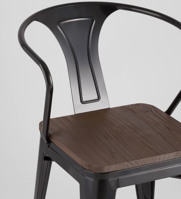 Стул TOLIX ARM WOOD с подлокотниками черный