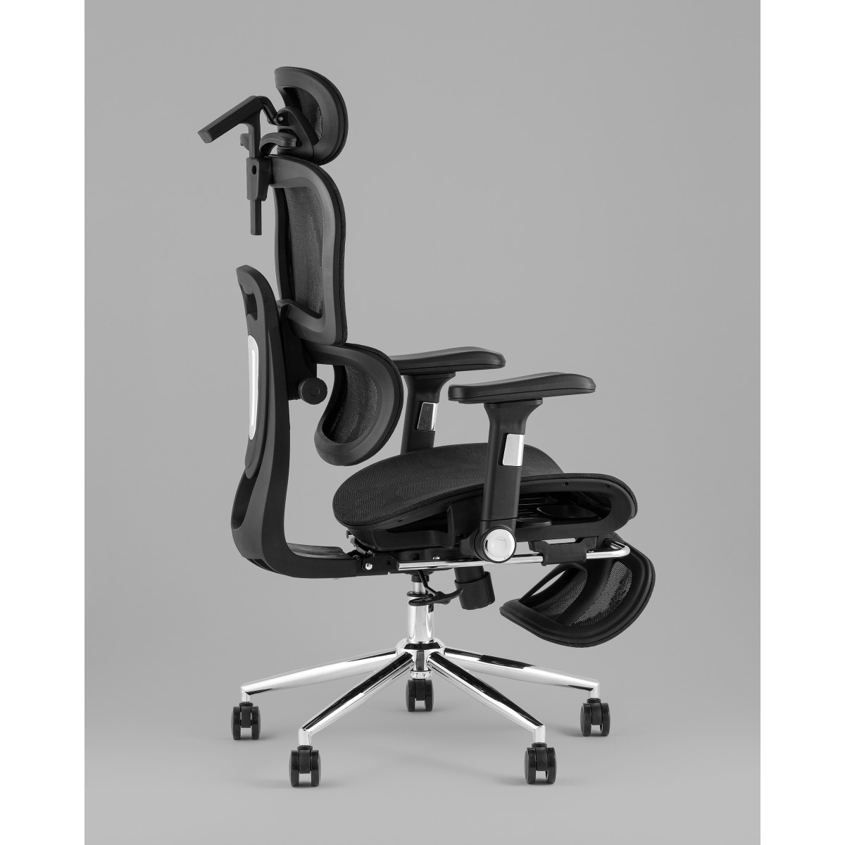 Кресло офисное TopChairs Stich с оттоманкой, черный