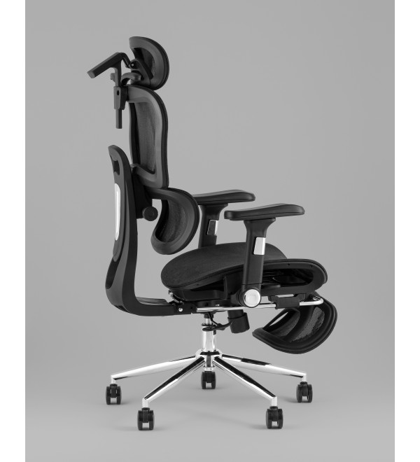 Кресло офисное TopChairs Stich с оттоманкой, черный
