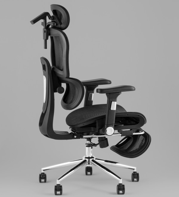 Кресло офисное TopChairs Stich с оттоманкой, черный