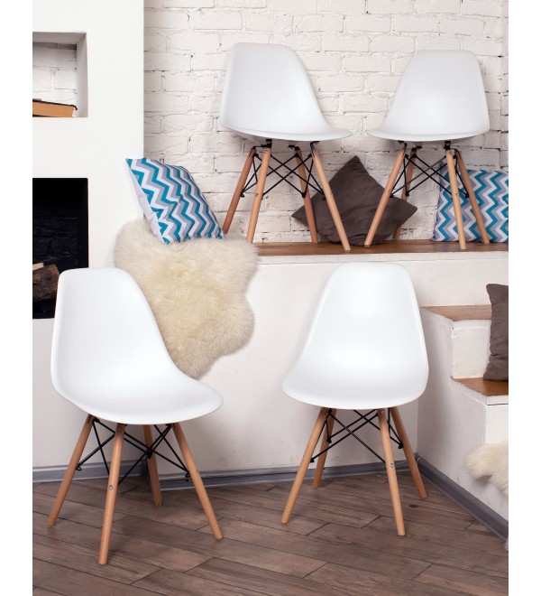 Стул Eames Style DSW белый (разборный каркас)
