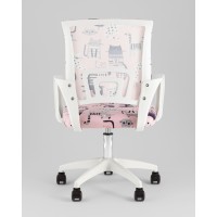 Кресло офисное TopChairs Simple SN Junior принт Pink Cats пластик белый