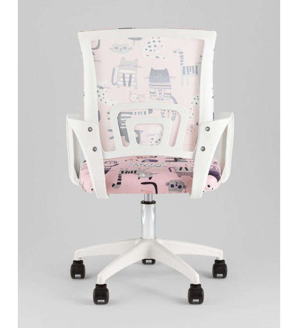 Кресло офисное TopChairs Simple SN Junior принт Pink Cats пластик белый