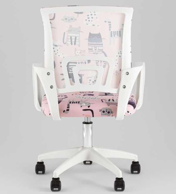 Кресло офисное TopChairs Simple SN Junior принт Pink Cats пластик белый