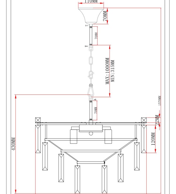 Люстра подвесная Moderli V10738-9P Crystal