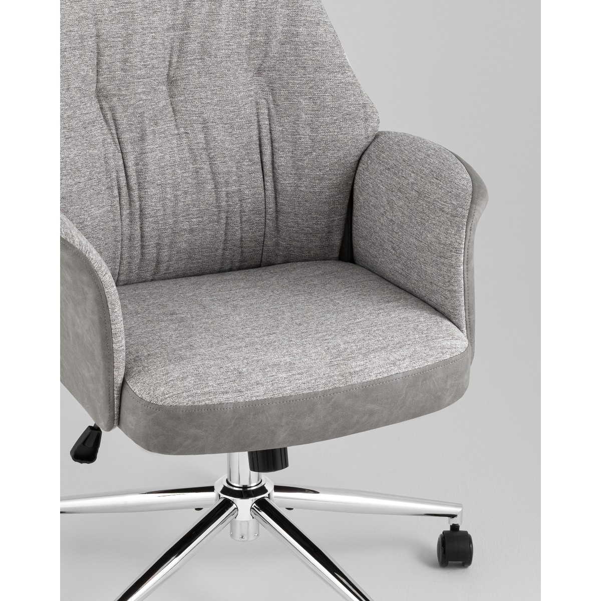 Кресло офисное TopChairs Neoma светло-серый экокожа ткань
