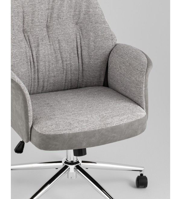 Кресло офисное TopChairs Neoma светло-серый экокожа ткань