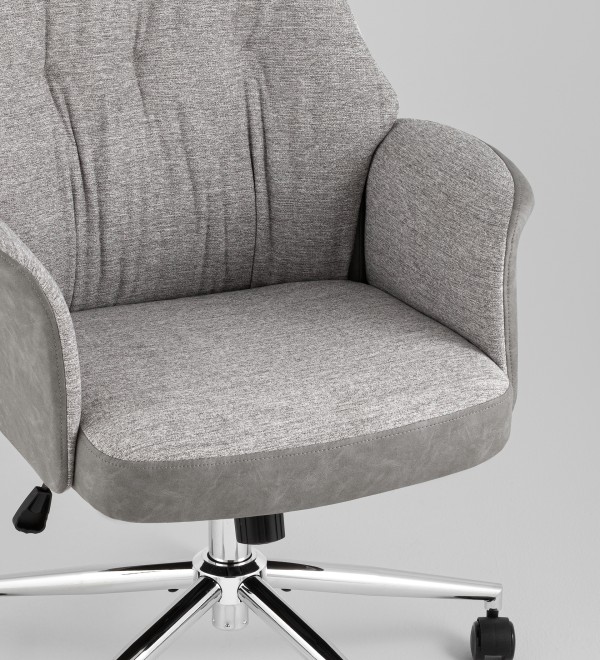 Кресло офисное TopChairs Neoma светло-серый экокожа ткань