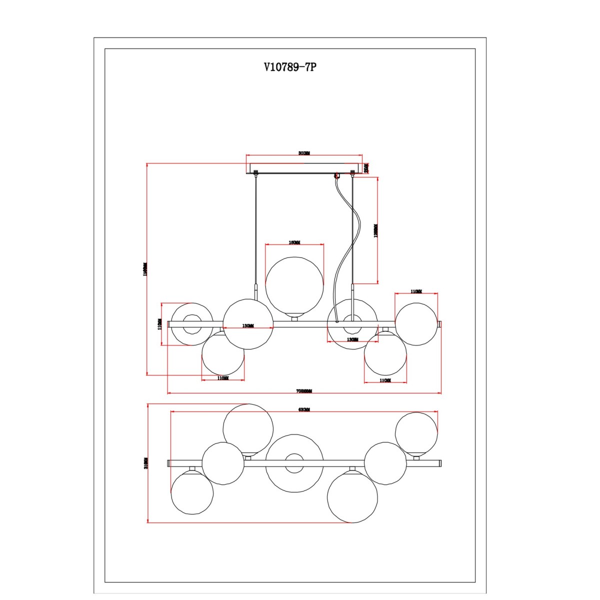 Светильник подвесной Moderli V10789-7P Renny