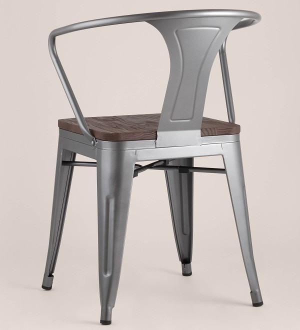 Стул TOLIX ARM WOOD с подлокотниками серебристый