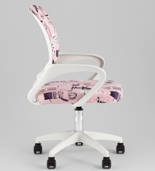 Кресло офисное TopChairs Simple SN Junior принт Pink Cats пластик белый