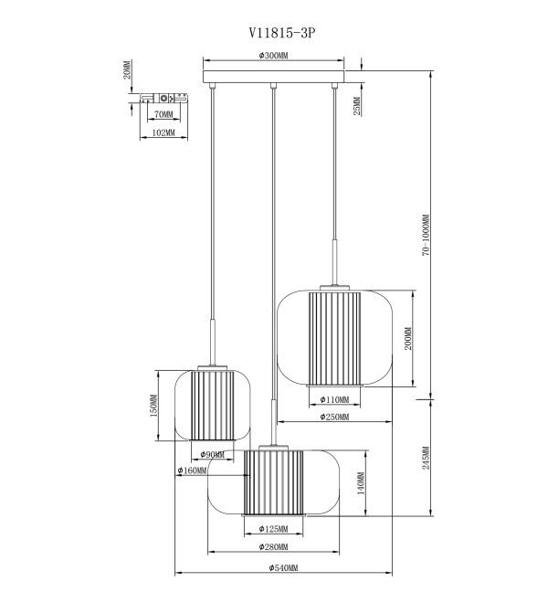 Светильник подвесной Moderli V11815-3P Ember
