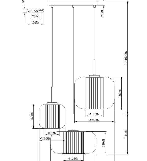 Светильник подвесной Moderli V11815-3P Ember